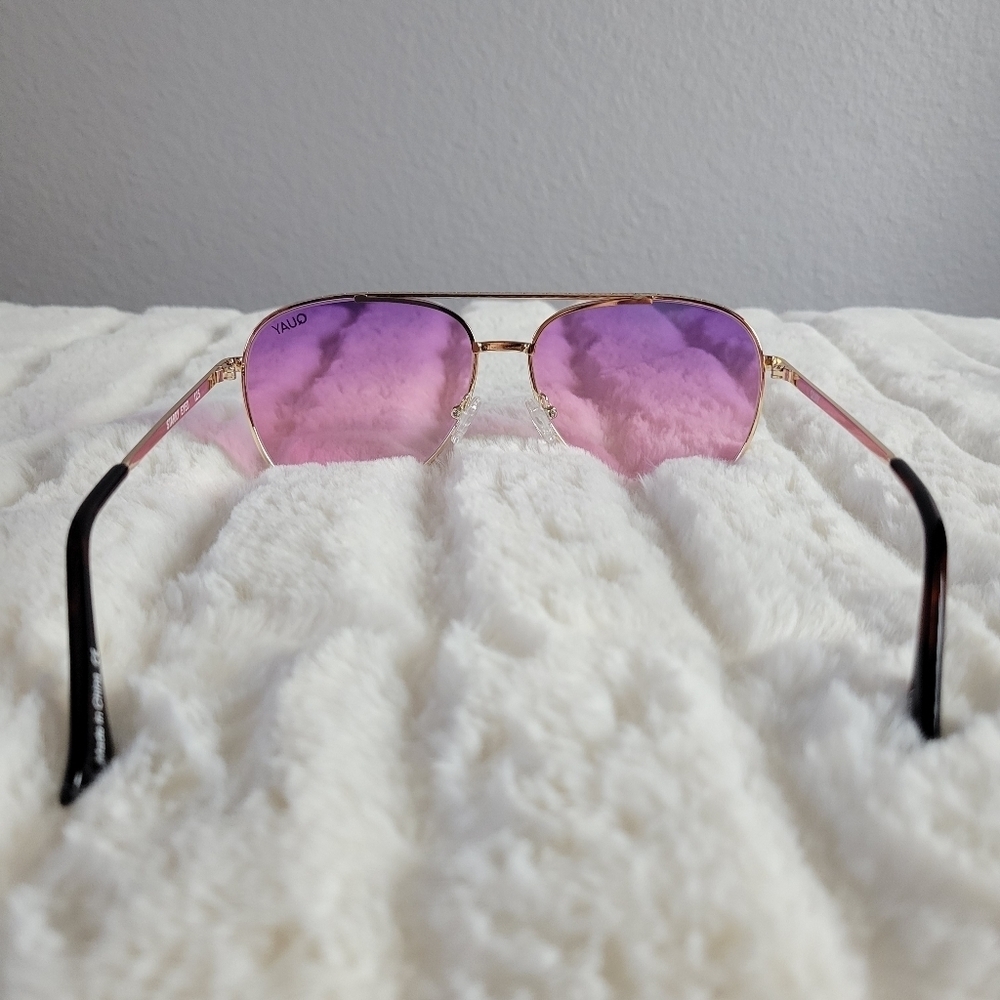 QUAY // ltd ed lizzo collab purple lens gold embossed metal frame aviators - Picture 8 of 16